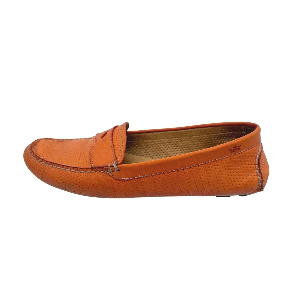 Peter Millar Men's Leather Driving Loafers Brown‎ Orange Size 8M Made in Brazil